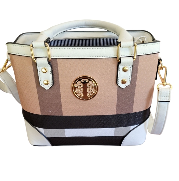 Elegant Tan and Black Women's Handbag - Picture 1 of 10